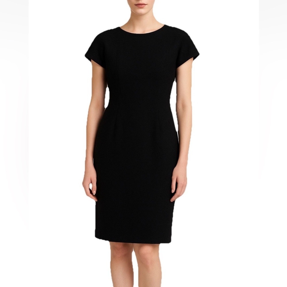 Chanel Black Wool Silk Sheath Dress 42 Classic Quiet Luxury LBD